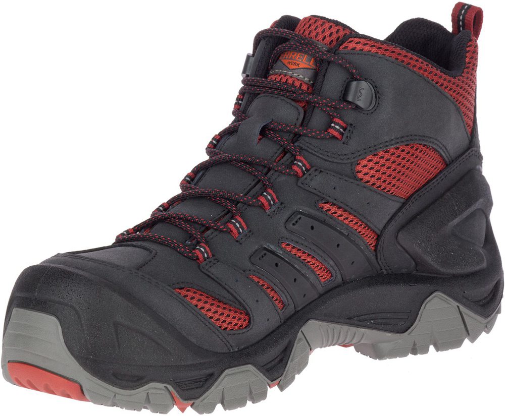 Merrell Vandrestøvler Herre - Strongfield Mid Waterproof Comp Toe - Sort/Rød - UPG624159